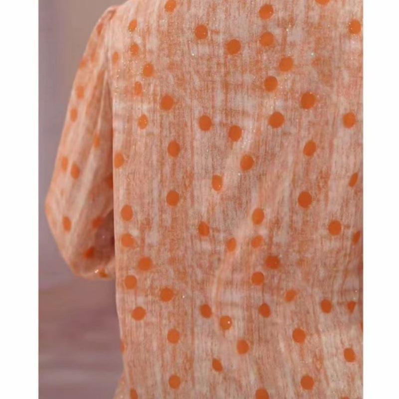 Elegant 2026 Age-Reducing Polka Dot Blouse - Stylish Three-Quarter Sleeve Summer Top