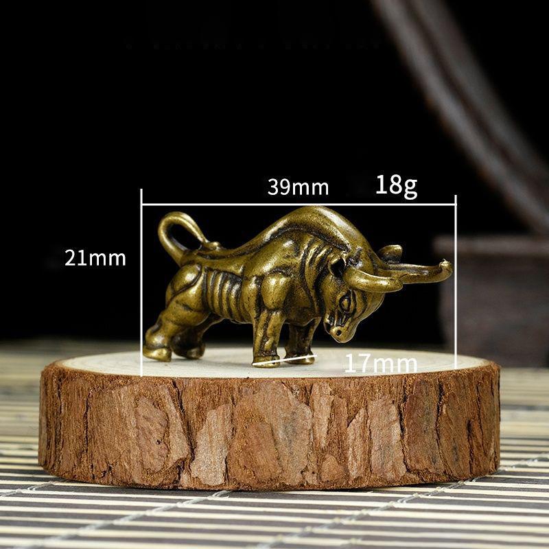 Car Decoration Miniature Ornaments Retro Brass Bull Sculpture Office Desk Rich Cow Creative Small Gifts Solid Brass Ornaments