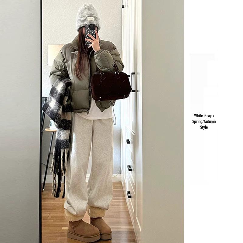2025 New Velvet Lined Maternity Sweatpants: Lambswool Cuffed, Loose Fit, Slimming Cotton for Autumn/Winter M