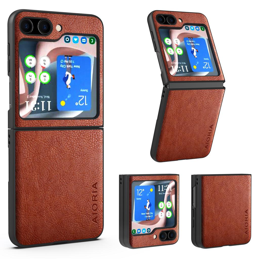 AIORIA Shockproof Case for Samsung Galaxy Z Flip5 5G Litchi Texture PU+PC Phone Cover