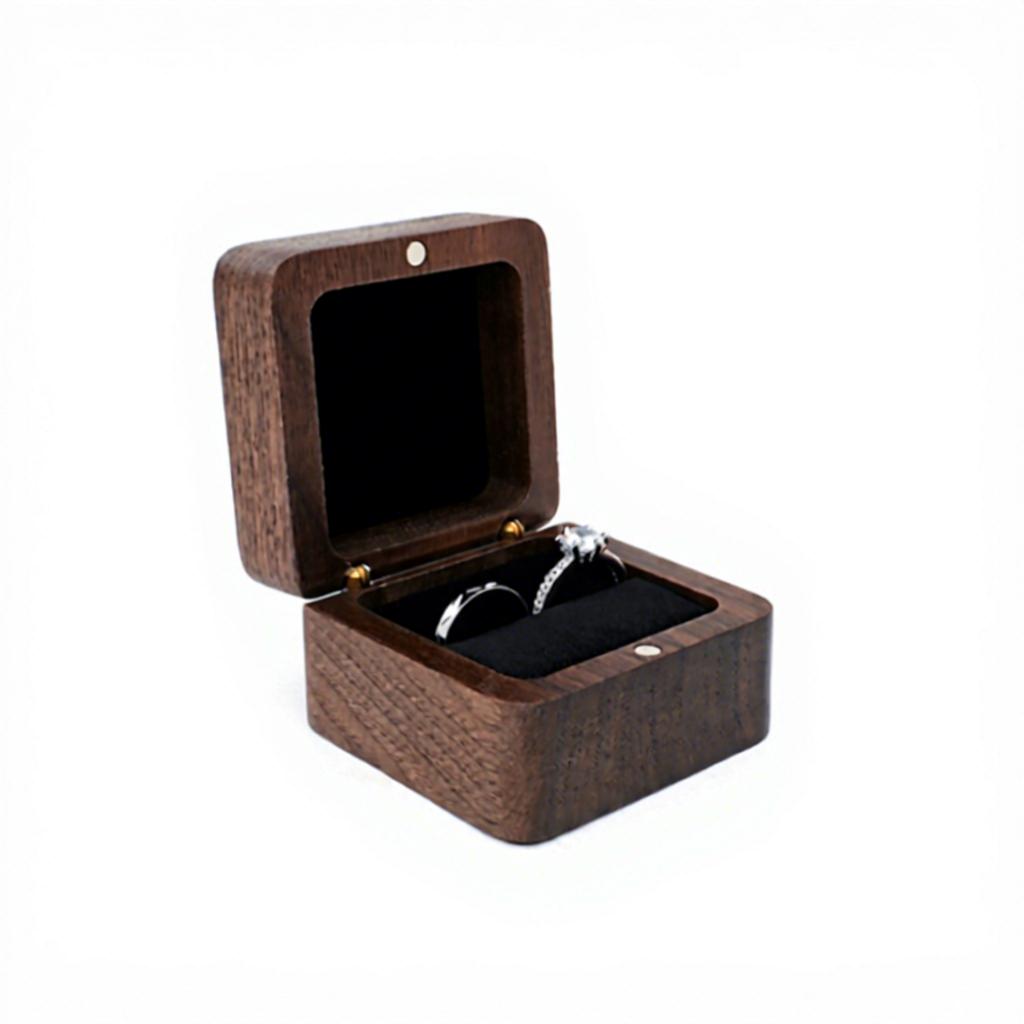 Black Walnut Solid Wood Ring Box Retro Style Luxury Exquisite Portable Storage for Necklaces Earrings Bracelets Oval Shape wood