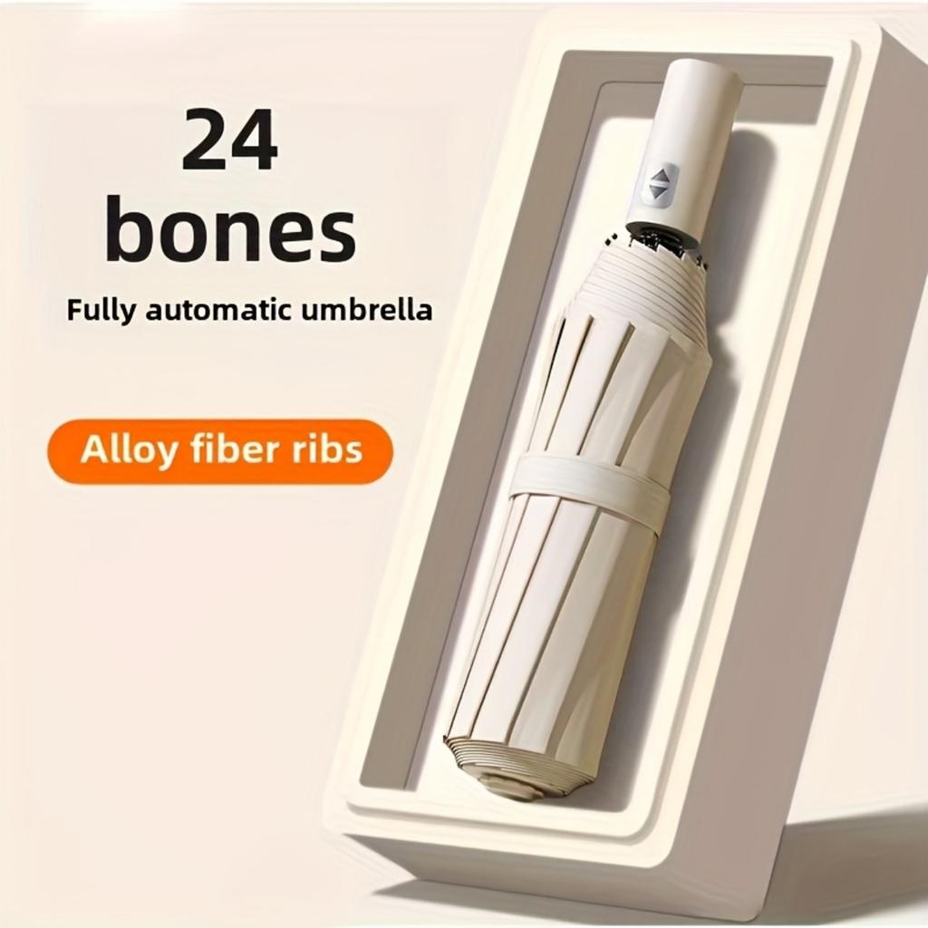 24 Keel Automatic Folding Umbrella - Large Size, Double Frame Design, Windproof and Sun Protection, Suitable for Two People To Use