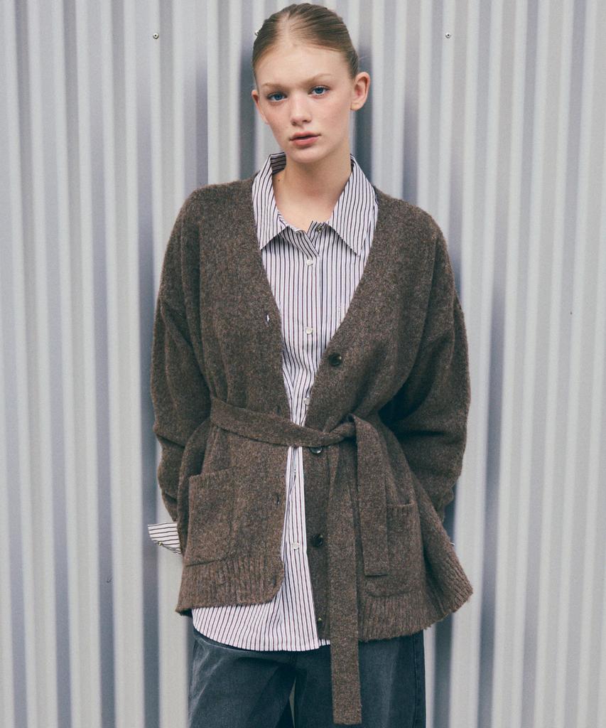 Citta Soft Wool Over Hairy Knit Cardigan_Ctk234(Brown)