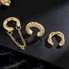 3Pcs/Set Ear Clips Sparkling Rhinestones Design Chain Decor Twist Ear Buckles Non-Pierced Ear Bone Clips Versatile Style Ear Jewelry