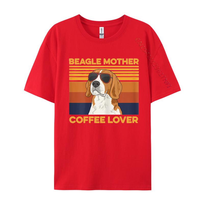 Mens TShirt Beagle Mother Coffee Lover Tee Shirt Arts Retro Cotton Clothes Graphic T Shirts 100 Cotton