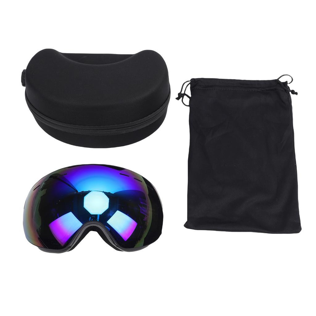 OTG Ski Goggles Over Glasses Ski Snowboard Goggles for Men Women Polarized Windproof Double Layer Anti Fog Black Blue