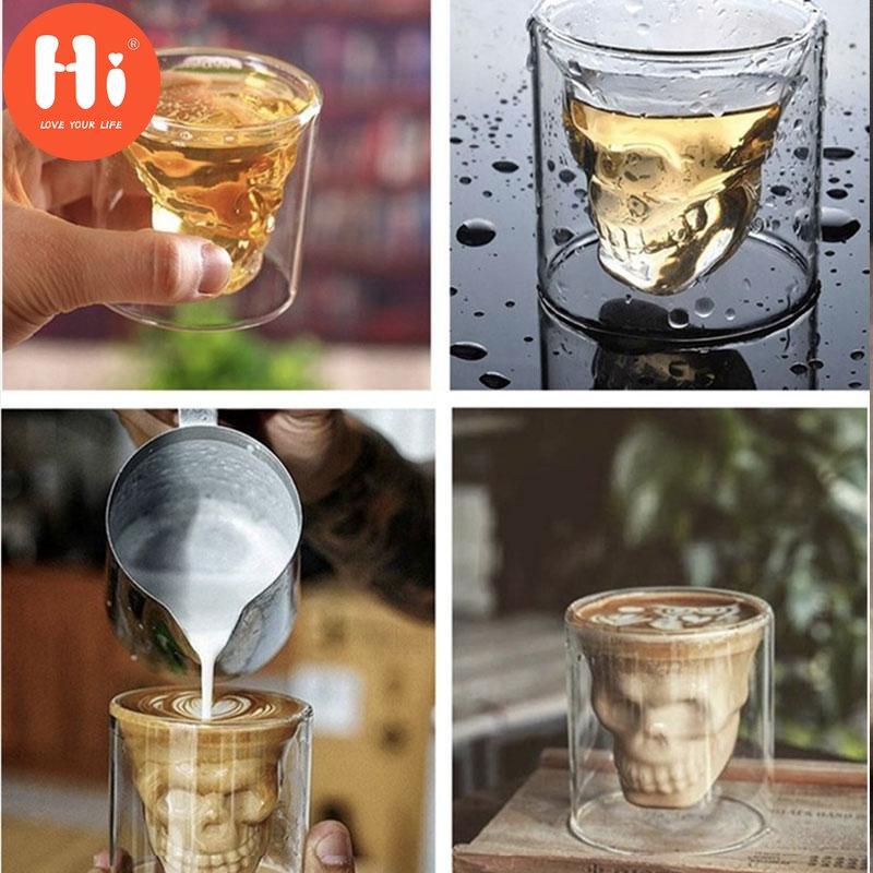 Hi Coffee Mug Double Crystal Skull Head Glass Cup Whisky Wine Vodka Bar Club Pivo Sklenice na víno