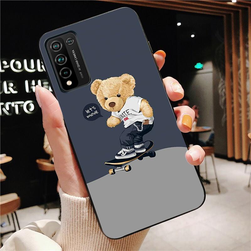 Cute Teddy Bear Beer Phone Case for Huawei Honor 50 10X Lite 20 7A 7C 8X 9X Pro 9A 8A 8S 9S 10i 20S 20lite 7X 10 Lite