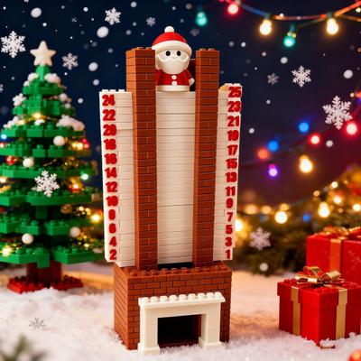 Calendário do Advento do Papai Noel 3D Papai Noel Descendo a Lareira Ornamento de Contagem Regressiva para o Natal