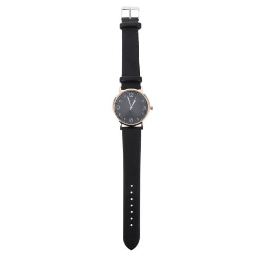 LEDMOMO Women's Waterproof Watch, Juvia Analog Watch with Leather Strap, Black, Perfect for Junior High School Girls and Exams
