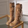 Spot second hair! Wasteland wind summer Maillard travel knight boots pile boots thick heel Martin boots women