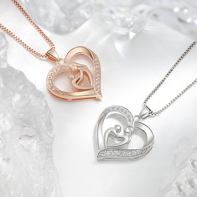 Mother Child Pendant Mother's Day Gift New Line Mother's Love Mother Daughter Heart Shaped Necklace