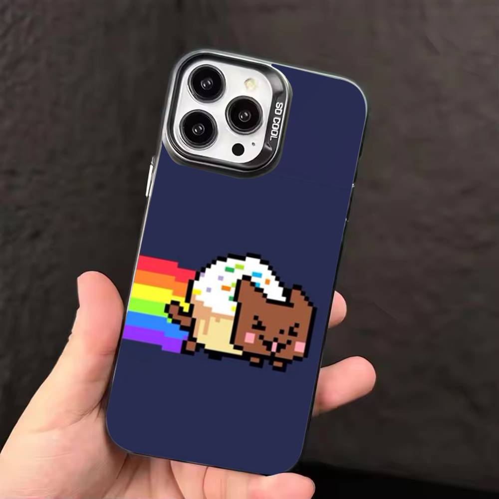 

Cute Nyan Cat Phone Case For iPhone 17 16 15 14 13 12 11 Pro Max Plus Silver candy Matte Cover iPhone15