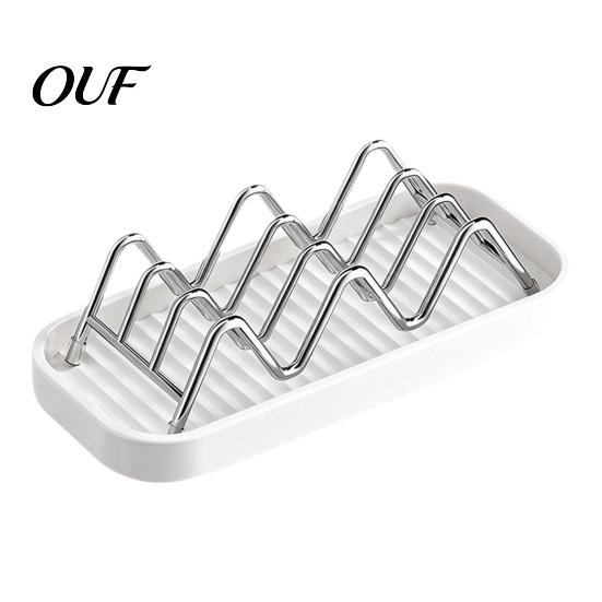 Stainless Steel Soap Tray 3-Compartment Storage Rack, Holder with Removable Kitchen Sink Rack Water Tray, Hollow Tilt Design Organizer for Bathroom