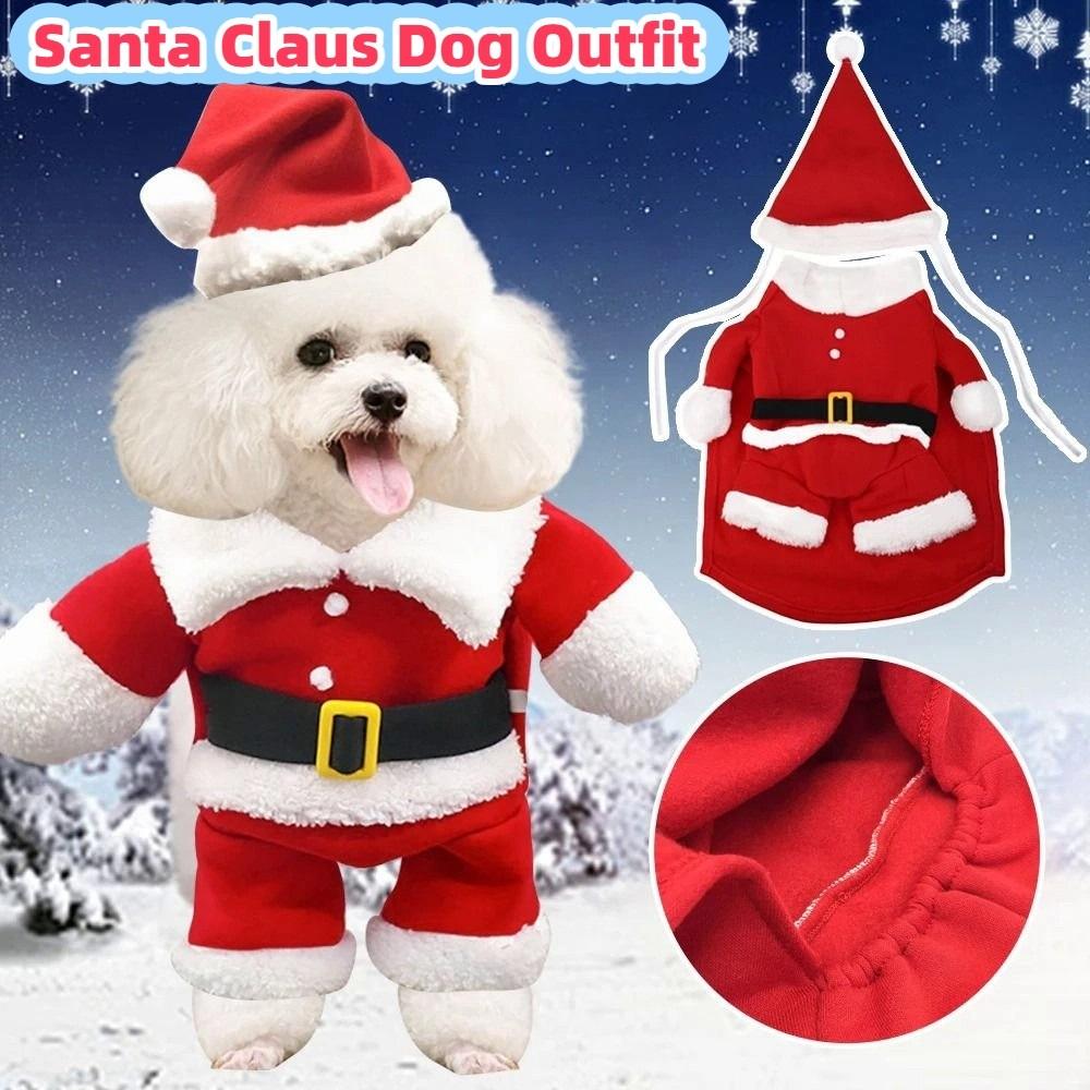 Soft Santa Claus Dog Outfit Breathable Pet Christmas Costume Warm Dog Winter Clothes Xmas