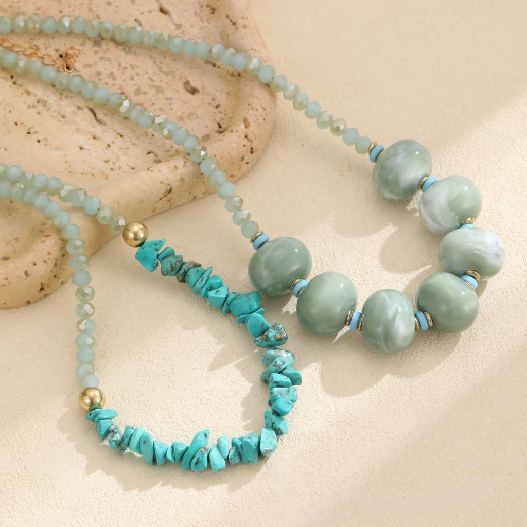 European and American irregular gravel necklace, double-layer stacking, high-end sense, exquisite and exaggerated design, collarbone chain, neck chain