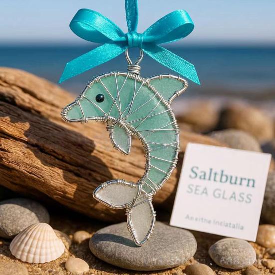 Coastal Christmas Ornaments Ocean Themed Sea Glass Ornaments Acrylic Seahorse Dolphin Turtle Nautical Xmas Tree Ornament for Home Party Decor