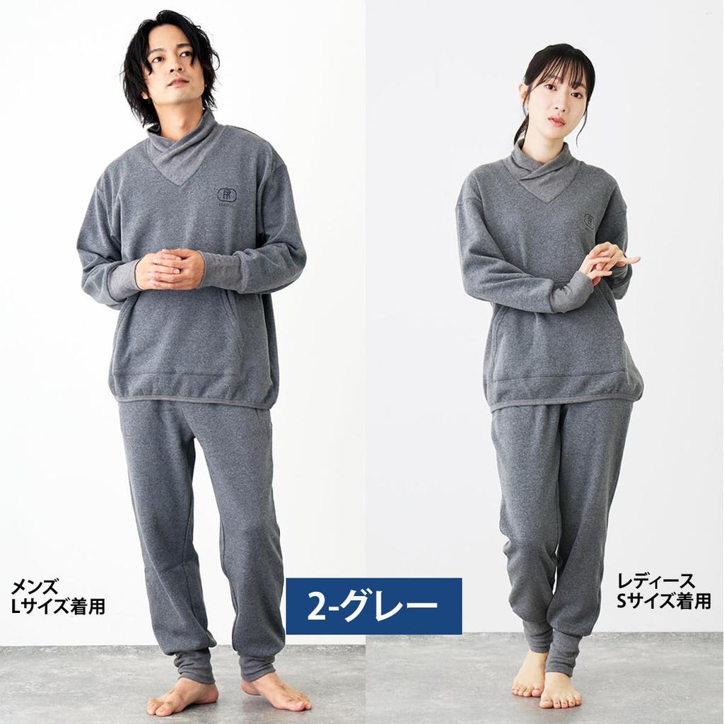 TopIsm and Pajama RESTELL Sweatshirt with Print and Fleece Warm Stylish for Fall and Size Small Women's Men's Set, Far-Infrared Lining, Sleepwear,