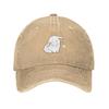 Cute White Bunny Baseball Cap Washed Cotton Distressed Adult Casual Sun Protection Adjustable Hat