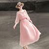 Lanseer Elegant Off-Shoulder Pink Midi Dress