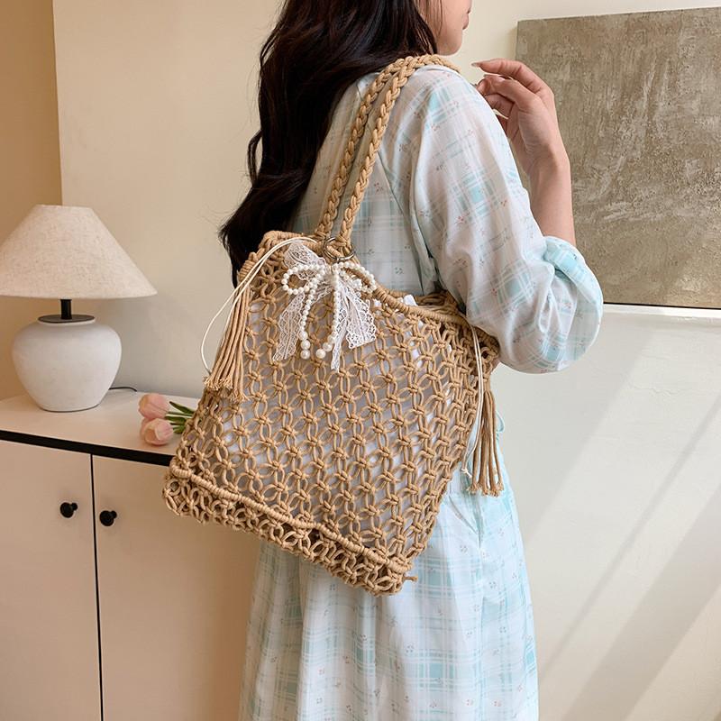 IELGY Shoulder Woven Tote Bag Beach Bag No Pendent