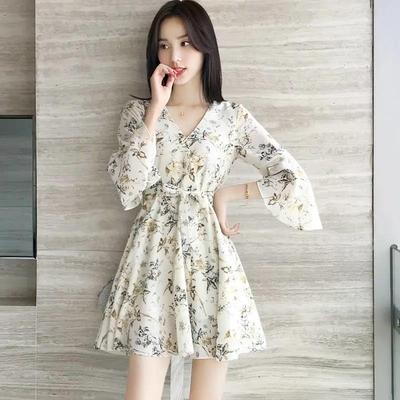 2024 Summer Floral French High-Waisted Petite Midi Dress