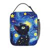 The Black Cat Looks At The Starry Sky Insulated Lunch Bag for Women Cooler Thermal Food Box Tote Leakproof Lunch Boxes Container
