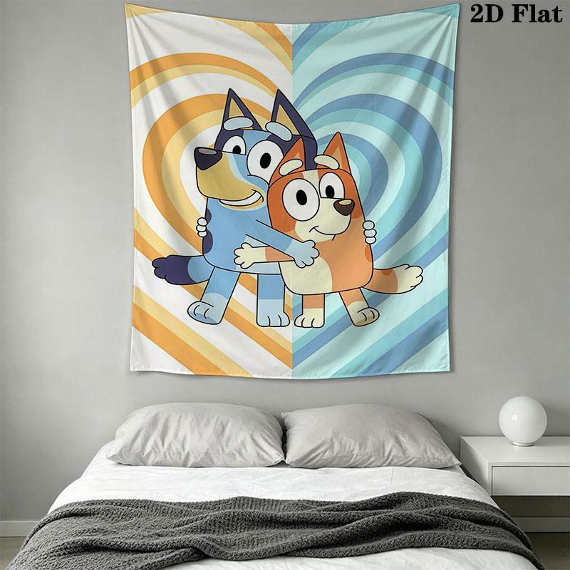 Bluey cartoon Wall Hanging Printed Fabric Blanket Decorative Tapestries for Bedroom Living Room Home Decor