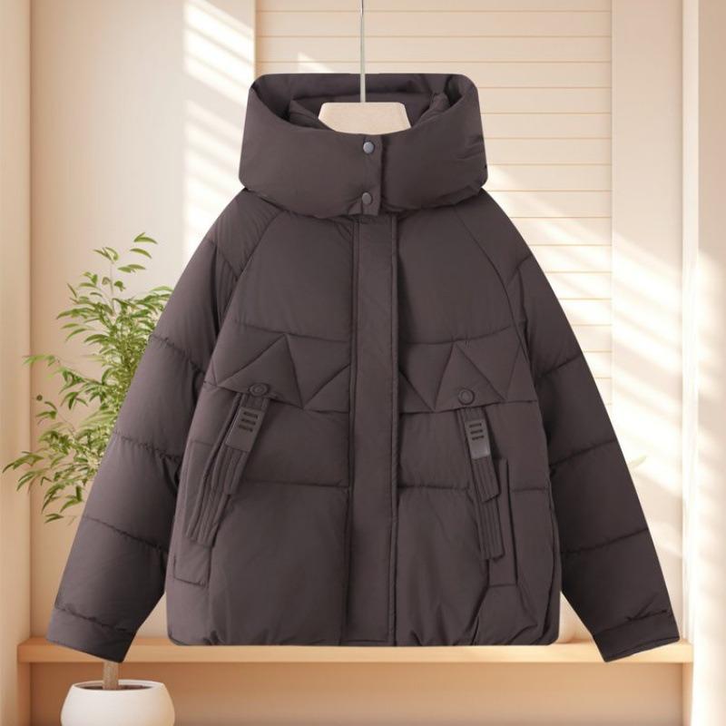 

Хлопковая одежда с капюшоном Новые зимние маленькие утолщенные хлопковые куртки Теплые хлопковые куртки Женские 5XL [recommended 150-80kg] темно-коричневого