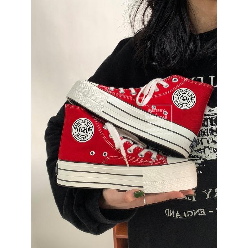 Thick-soled heightening canvas shoes female student muffin shoes 609