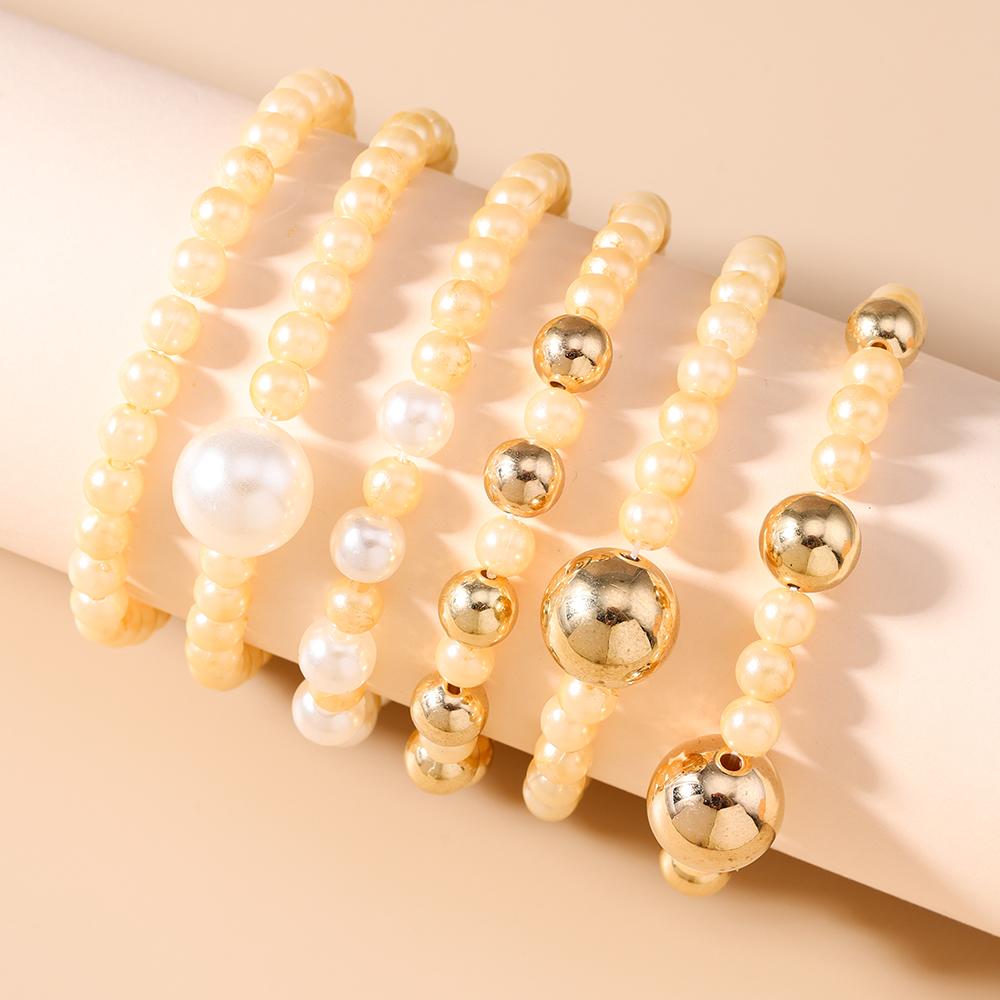 6pcs Fashion Stretch Handmade Beaded Bracelet for Women Girls Pearl Bracelets Birthday Jewelry Gifts