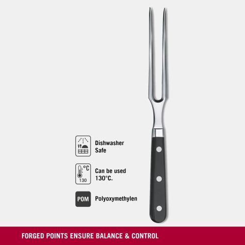 VICTORINOX Carving Fork, Professional Meat Fork for Convenient Carving, 15cm, Black, Ideal for BBQs and Grilling Steaks, Grand Ma?tre Forged, 7.7233.1