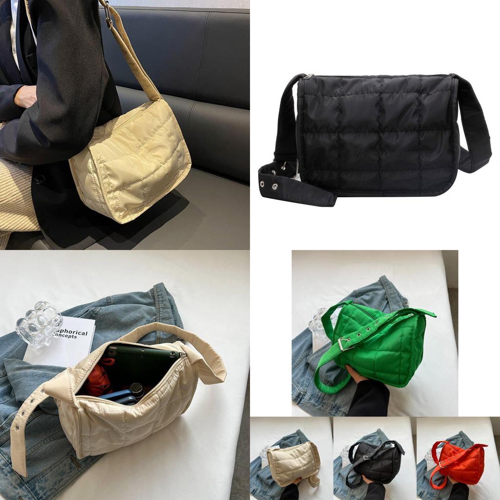 Stylish Women's Wide Strap Casual Shoulder Crossbody Canvas Bag For 2024 In Cream Black Orange And Green