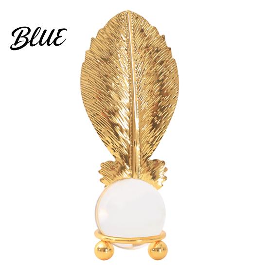 Soft Light Shadow Decor Faux Crystal Ball with Gold Leaf Stand Metal Statue