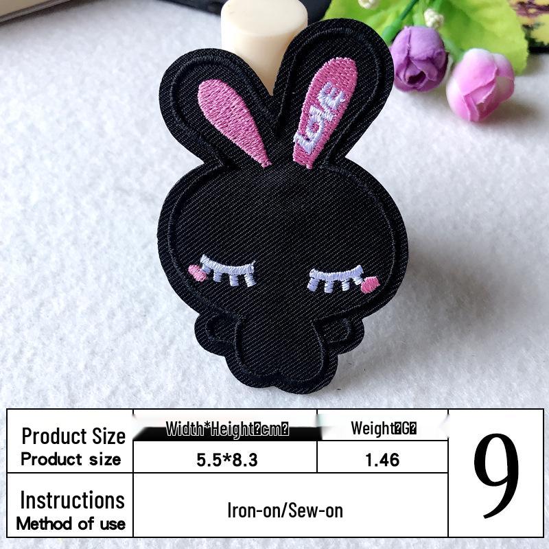 Søt tegneseriekanin borrelås stoffmerke for veskedekorasjon