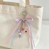 Pastel Ribbon Bow Hollow Cherry Blossom Bag Charm Multi Dangle Bead Strawberry Fruit Pendant Accessories Bag Charm