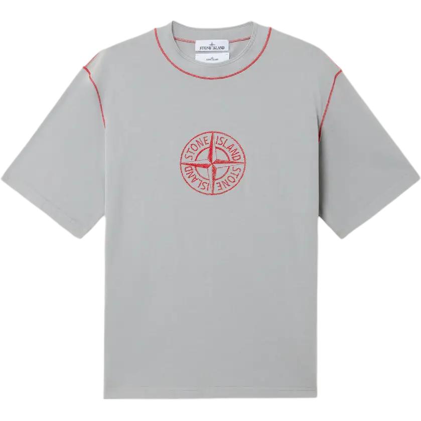 STONE ISLAND Ss25 Год Змеи Лимитированная Серия Вышитый Логотип Футболка с Удобным Коротким Рукавом и Круглым Вырезом Унисекс Топы K1S452100001S0115-V0060 XXL