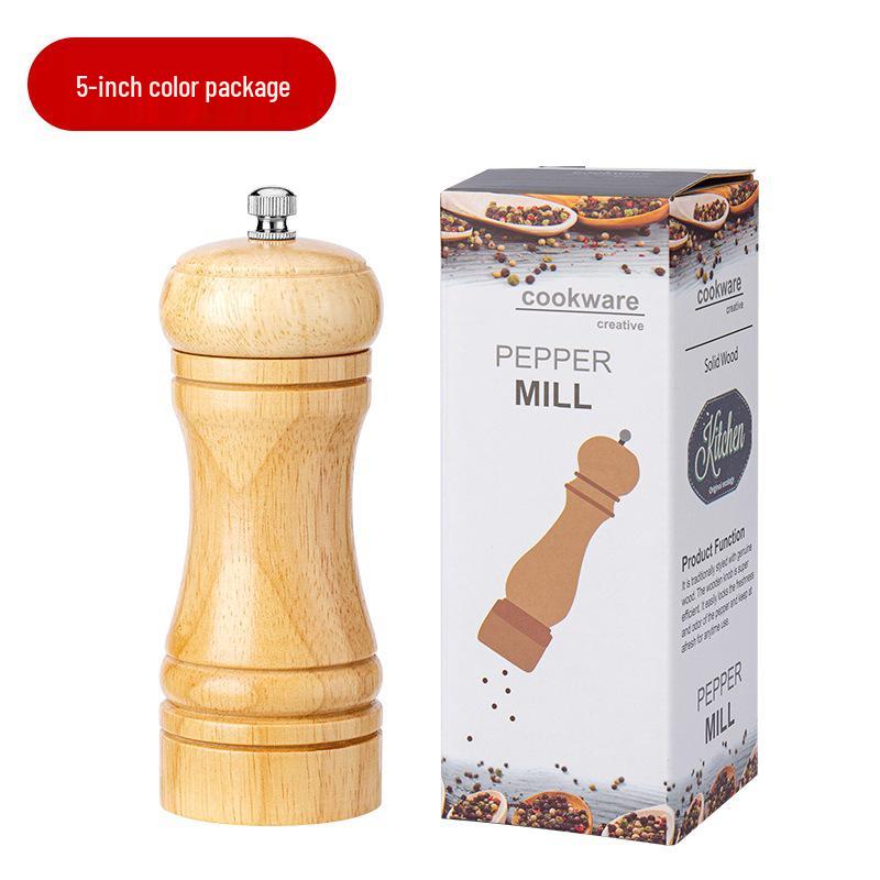 Oak Wood Manual Pepper Grinder - Pepper Mill and Seasoning Shaker Jar