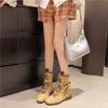 Niche Western Knight Boots Women's Lace-up Retro Lace-up Bow Medium Tube Thick-soled New Martin Boots