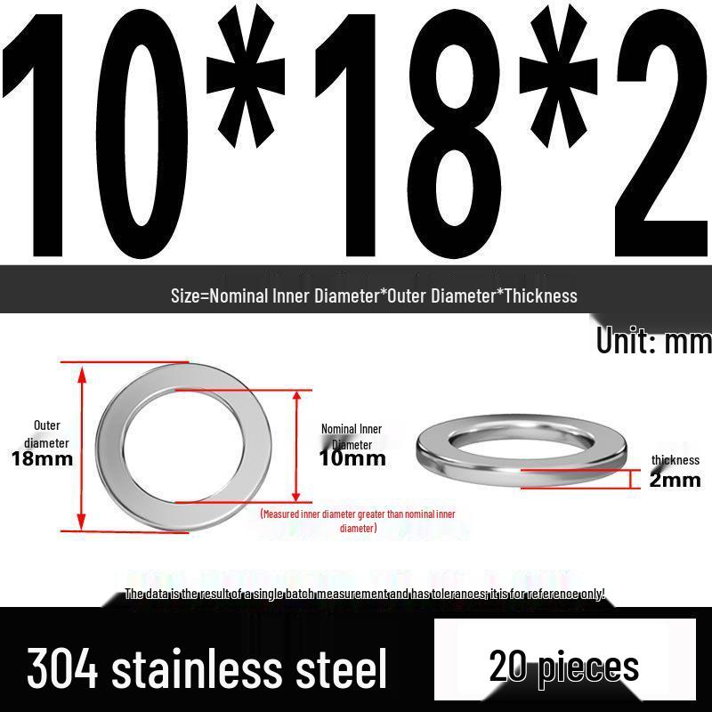 Thickened 304 Stainless Steel Flat Washer Spacer (M2-M36)