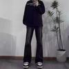 Black Micro-pull Jeans Men's Autumn Thin Straight Ruffian Handsome High-end Pants American Retro High Street Trousers
