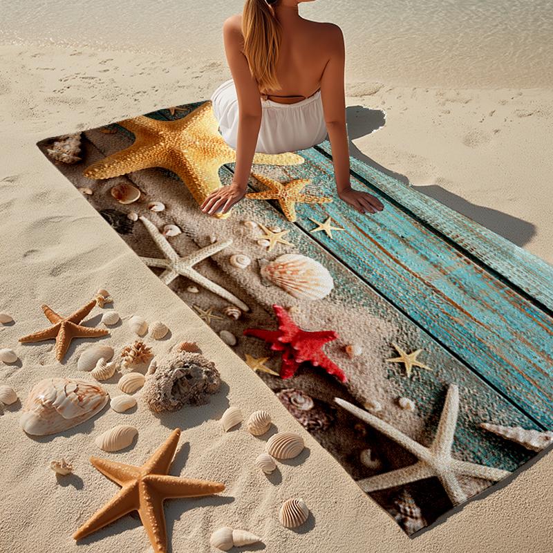 Ocean Starfish Shells Beach Towel, Super Soft Microfiber, Gift for Her/Him, Birthday, for Pool, Beach, Travel, Home Decor Fan gifts