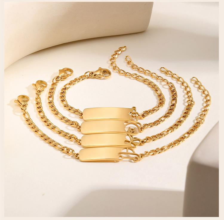 Bracelet Personnalisé au Nom de Bébé, Barre d'Identification Ange/papillon/voiture/ours, Cadeau Personnalisé Pour Filles Garçons Chaîne Réglable 12cm-15cm