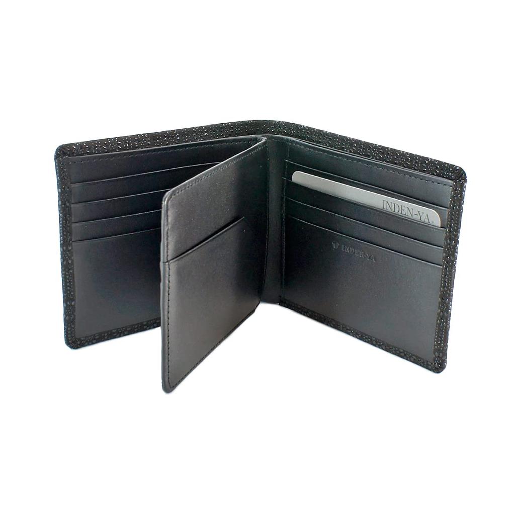 Inden bill compartment no coin black background x black tortoiseshell pattern [Indenya] bi-fold wallet, F, purse, deerskin, lacquer, 2009-01-003