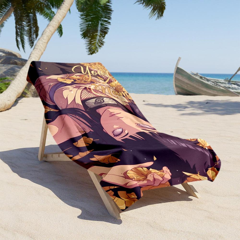 Naruto Character Customize Text Beach Towel Super Soft & Absorbent Suitable for Swimming Gym Camping Yoga Vacation