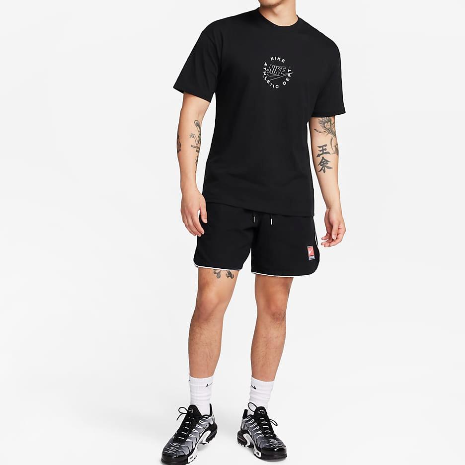 Nike Letter Print Crew Neck Straight Casual Short Sleeve T-Shirt Men Tops Black FN7224-010