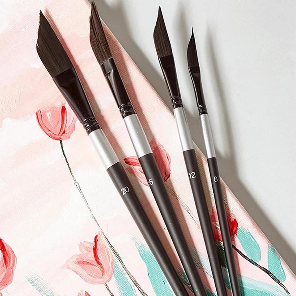 Painting Brushes 4-Pieces Fine-Pointed Drawing Art Tool Artist Paintbrushes For Acrylic For Oil Watercolor Canvases Rock Body