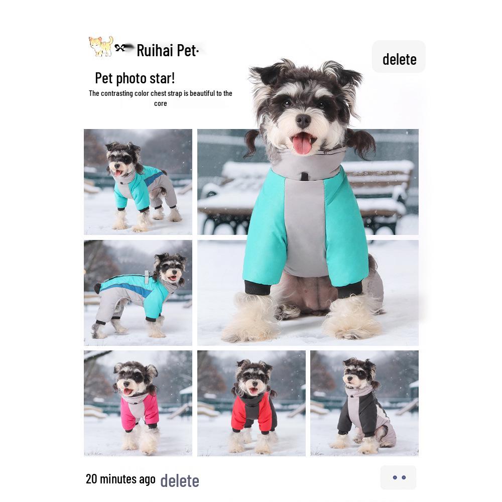 Reflective Four-Legged Cotton Dog Coat for Cold Weather