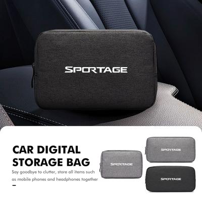 Car Logo Digital Storage Bag Data Cable Organizer For Sportage Rio Ceed Niro Soul Stonic Proceed Sorento