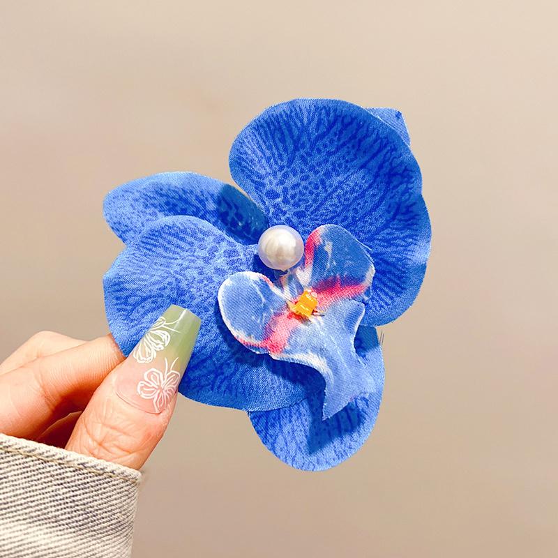 Orchid Flower Hair Clip Hair Ornament Hair Accessories Bohemia Barrettes Floral Pearl Hair Clip Headdress Orchid Hairpin
